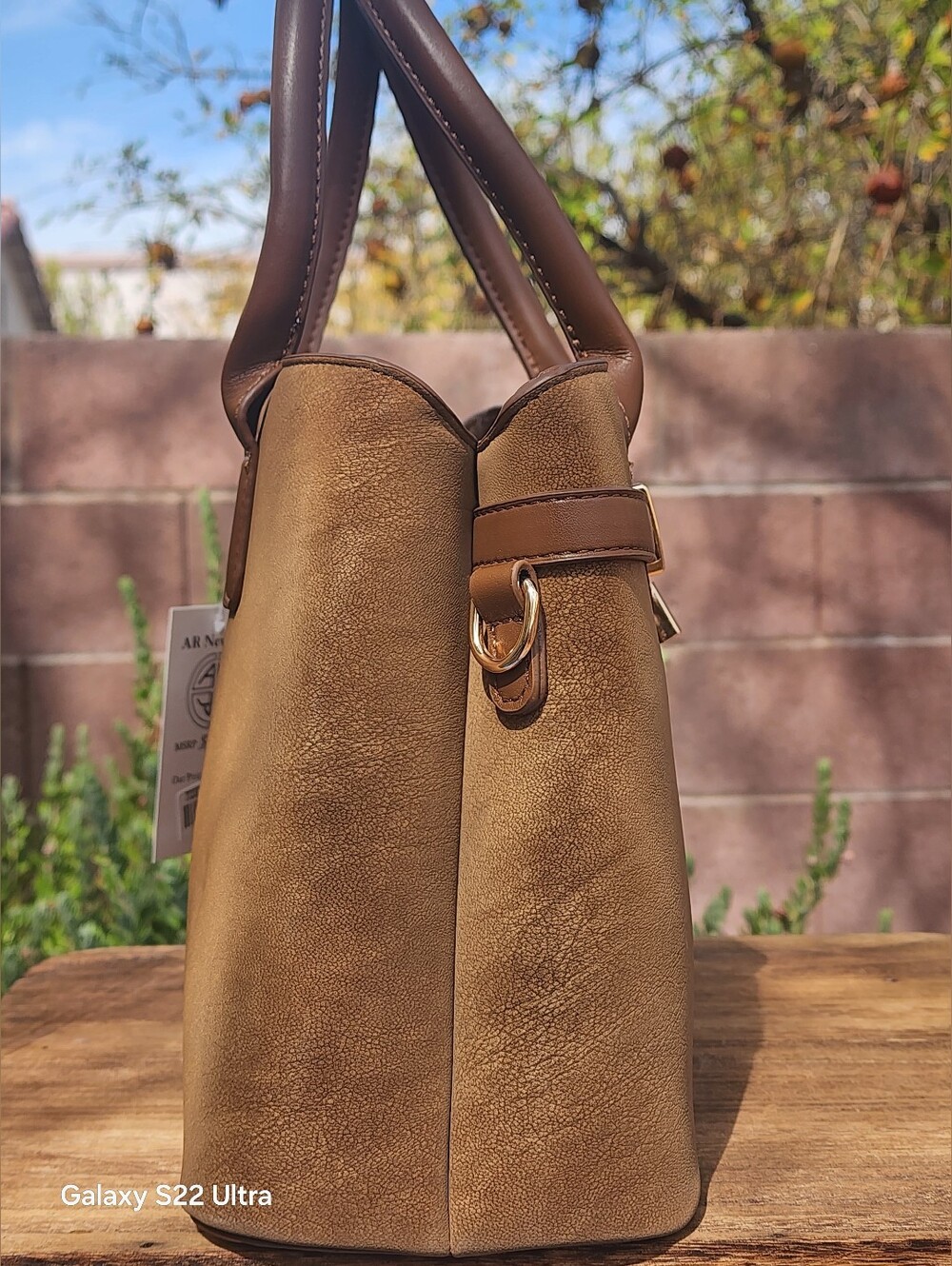 AR New York Structured Leather Satchel Handbag Crossbody Purse Top Handles - Picture 4 of 11